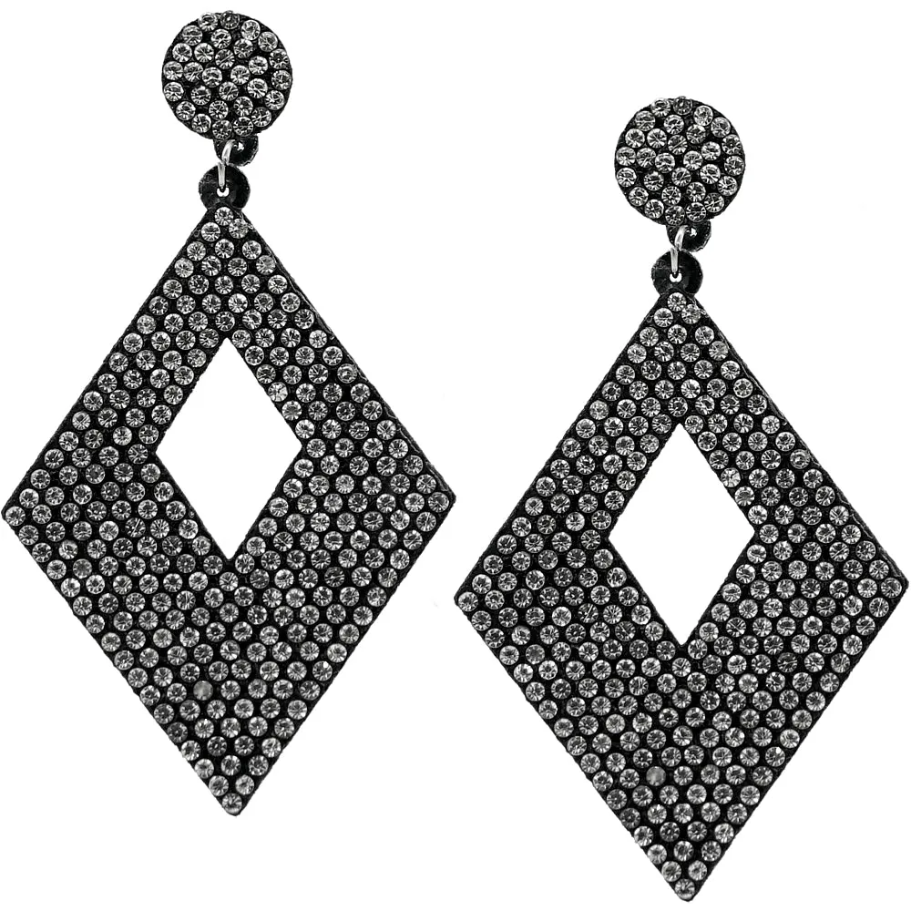 Clear Rhinestone Rhombus Felt Earrings