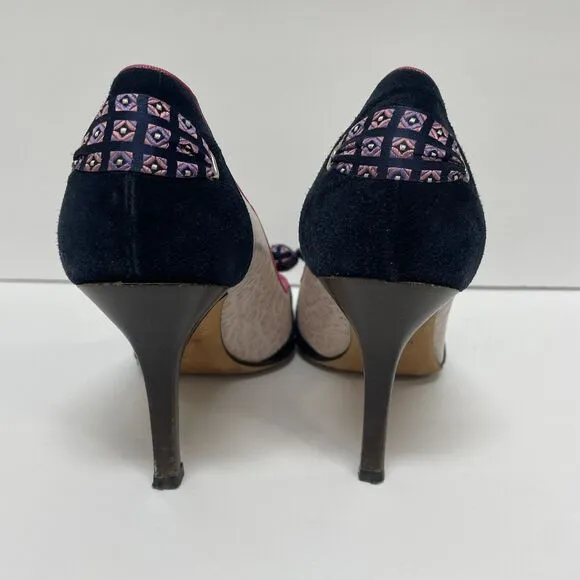 COLE HAAN Angelia Women's Leather Heels Bows Pink Purple Pumps Size 7.5B D17711