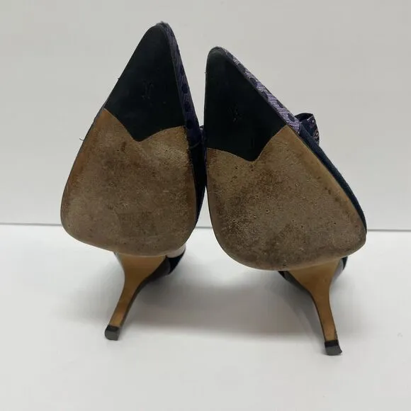 COLE HAAN Angelia Women's Leather Heels Bows Pink Purple Pumps Size 7.5B D17711
