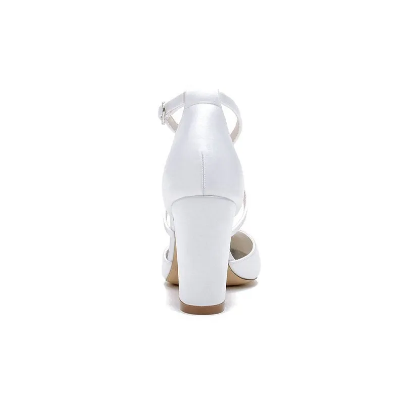 Cross-Strap Pump with Crystal Flower Accent