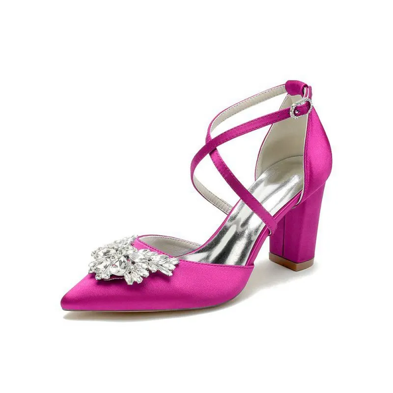 Cross-Strap Pump with Crystal Flower Accent
