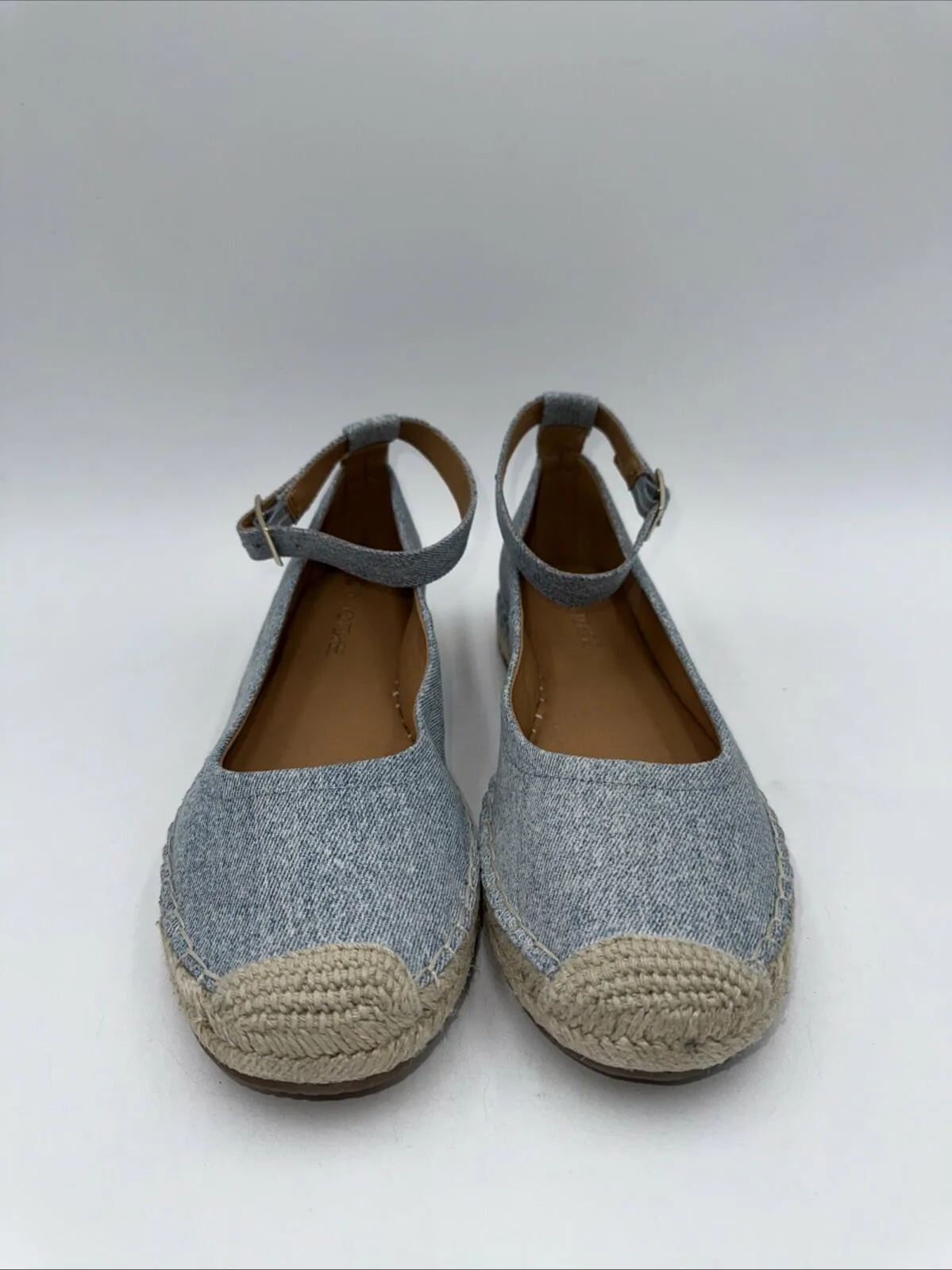 Crown Vintage Lertha Espadrilles Light Blue Denim Flats Women's Size 7.5 M