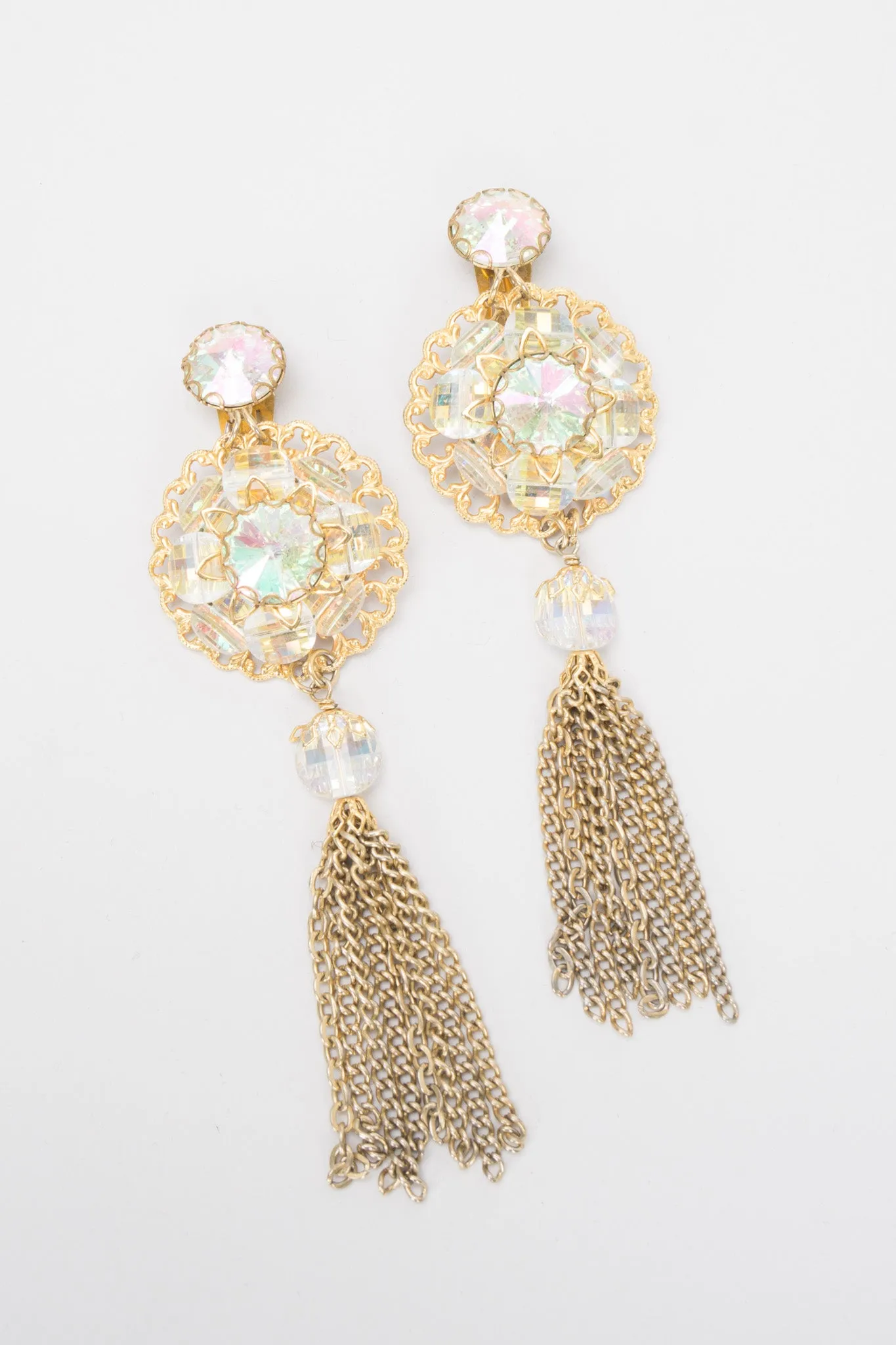 Crystal Filigree Tassel Earrings