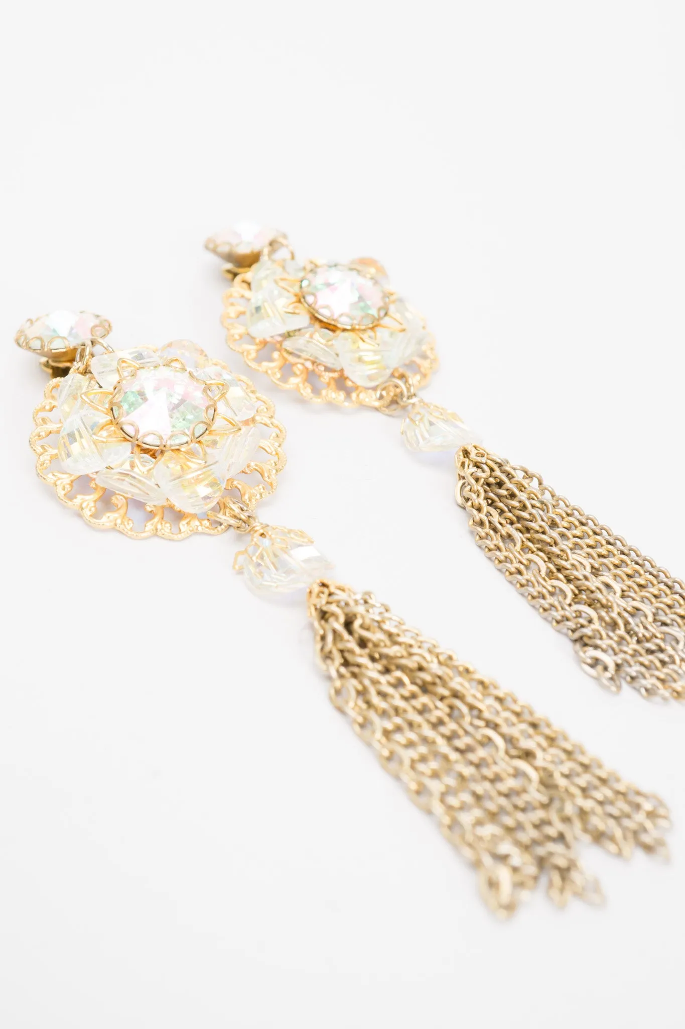Crystal Filigree Tassel Earrings