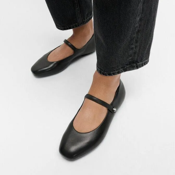 Delicato Crystal Leather Mary Jane in Black