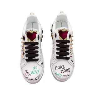 designer shoes china trainers flats stud embroidered sneakers rivet real leather women white metal italian embroidery crystal