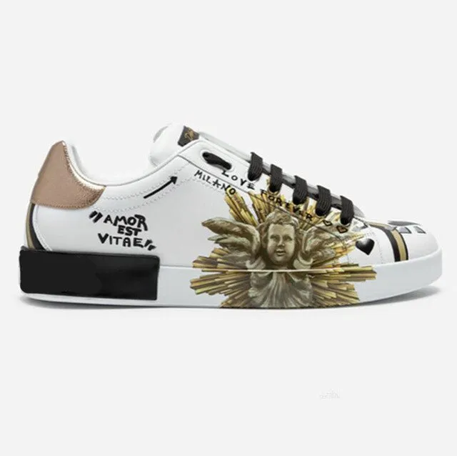 designer shoes china trainers flats stud embroidered sneakers rivet real leather women white metal italian embroidery crystal