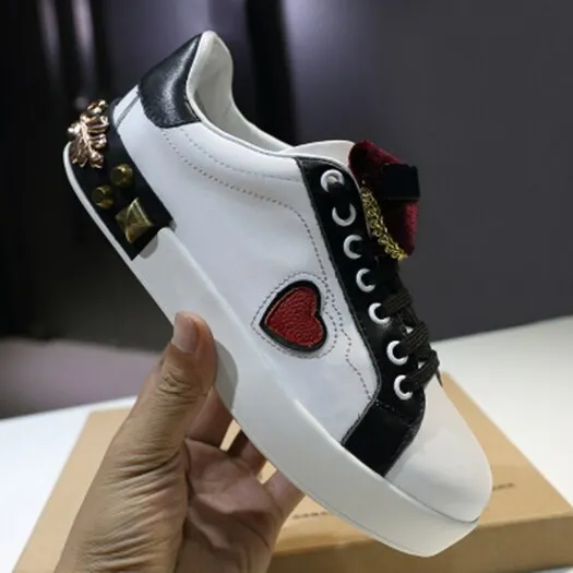 designer shoes china trainers flats stud embroidered sneakers rivet real leather women white metal italian embroidery crystal