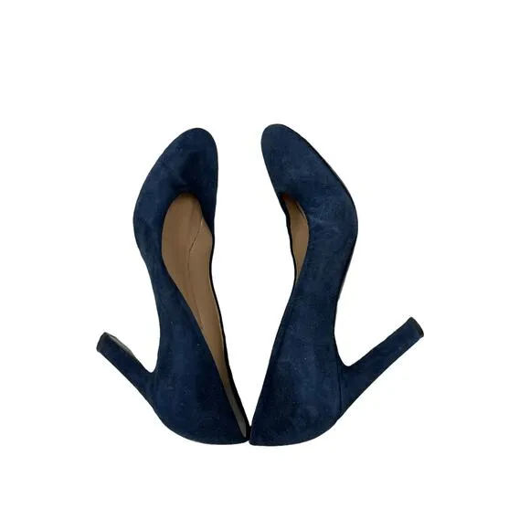 Diane von Furstenberg Pumps Womens 7 Classic Heels Navy Suede Round Toe DVF