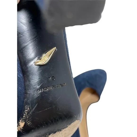 Diane von Furstenberg Pumps Womens 7 Classic Heels Navy Suede Round Toe DVF