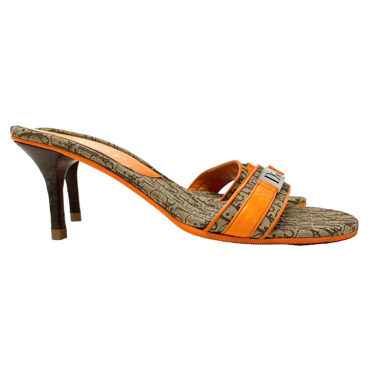 Dior Orange Logo Kitten Heels