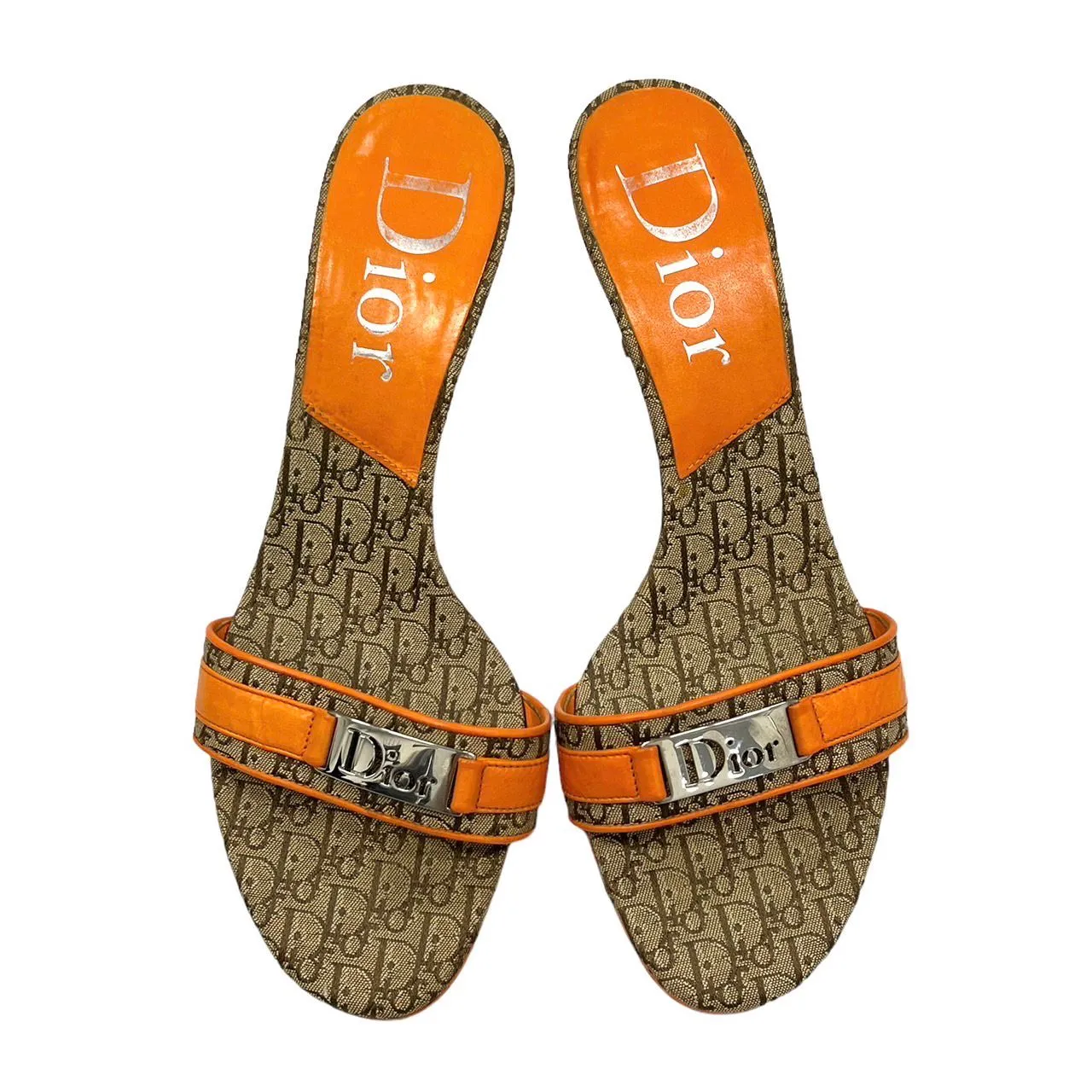 Dior Orange Logo Kitten Heels
