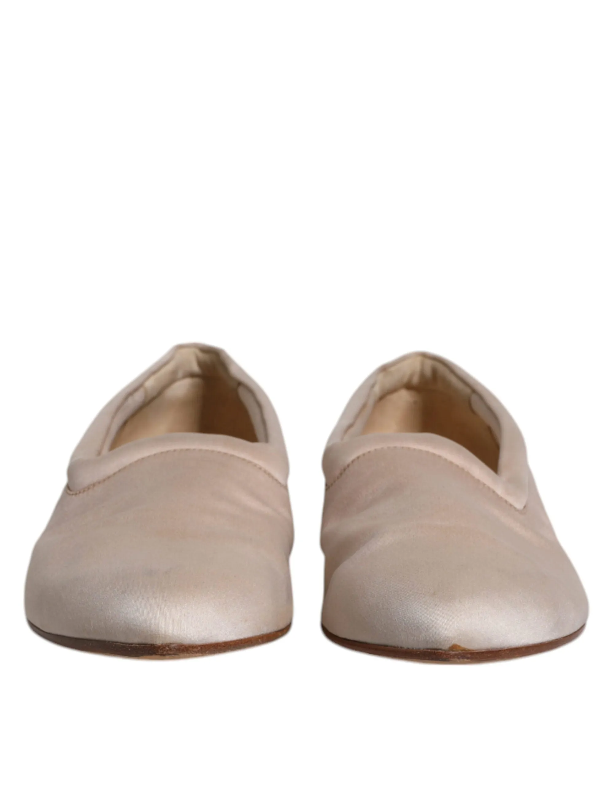 Dolce&Gabbana Women Beige Ballet Flats Fabric Solid Slip On Moccasins Size EU 39