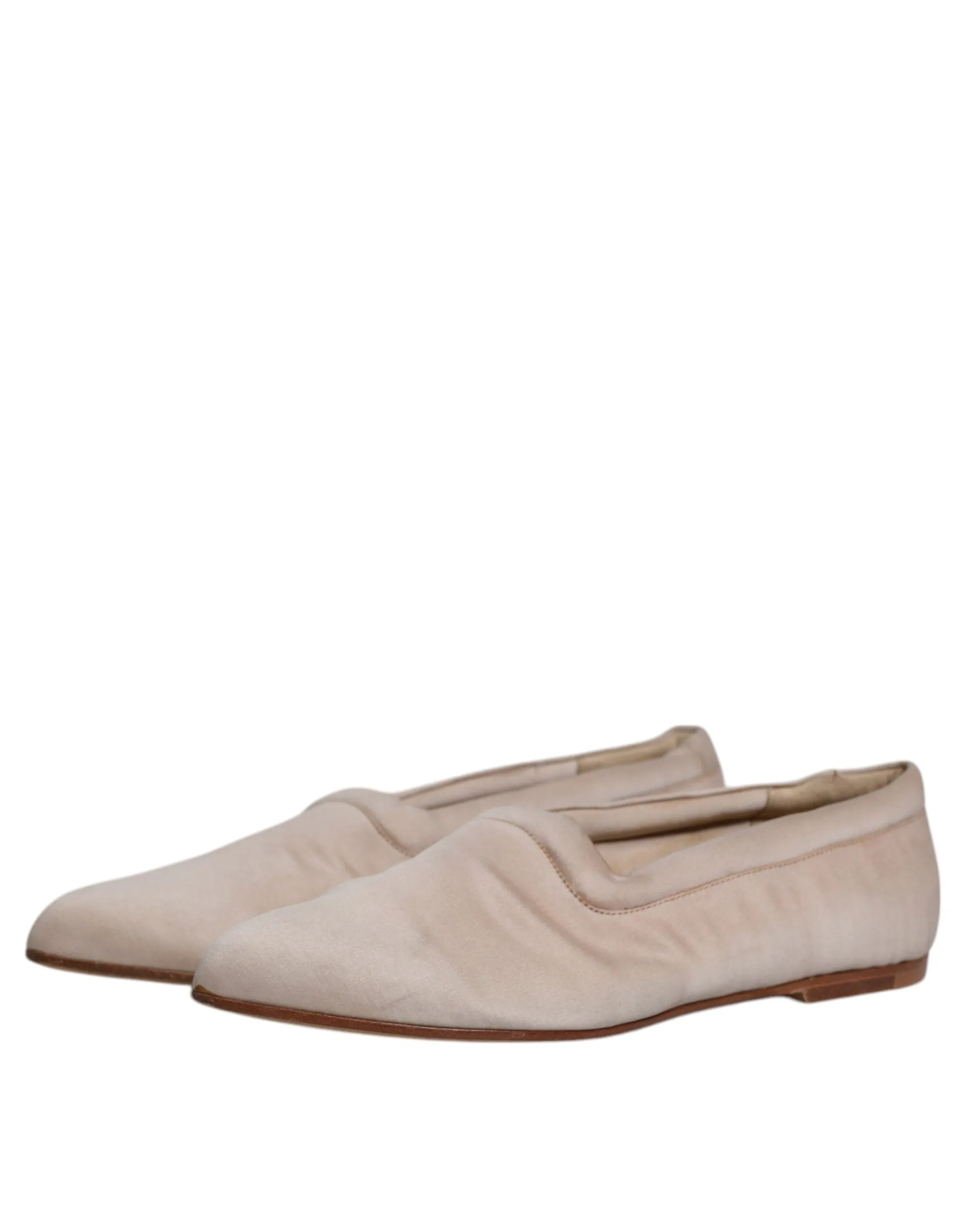 Dolce&Gabbana Women Beige Ballet Flats Fabric Solid Slip On Moccasins Size EU 39