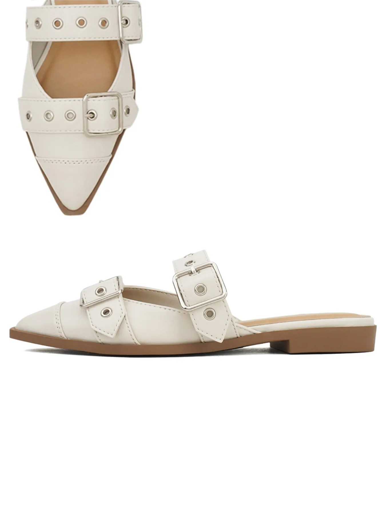 Double Buckle Closed Toe Flat
