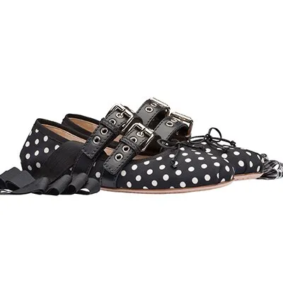 Double Buckles Decor Female Ballet Shoes Elegant Flats Butterfly-knot Leather Flat Shoes Woman Chaussures Femme New Casual Shoes