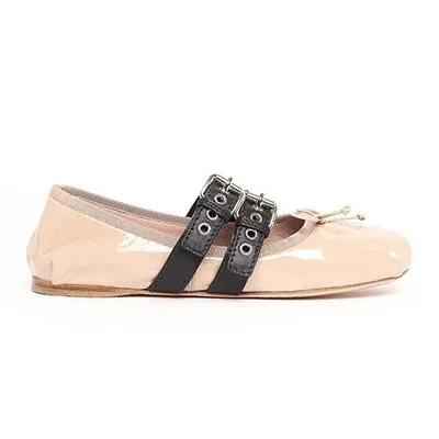 Double Buckles Decor Female Ballet Shoes Elegant Flats Butterfly-knot Leather Flat Shoes Woman Chaussures Femme New Casual Shoes