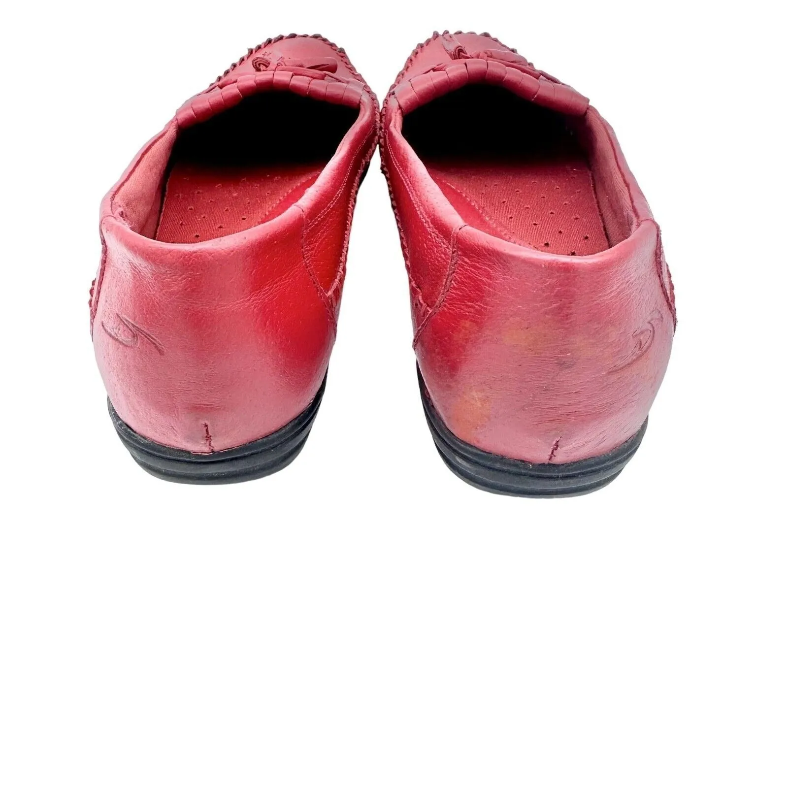 Dr Scholl's Loafers Size 8.5M Red Tassles Double Air-Pillo Flat Bottoms