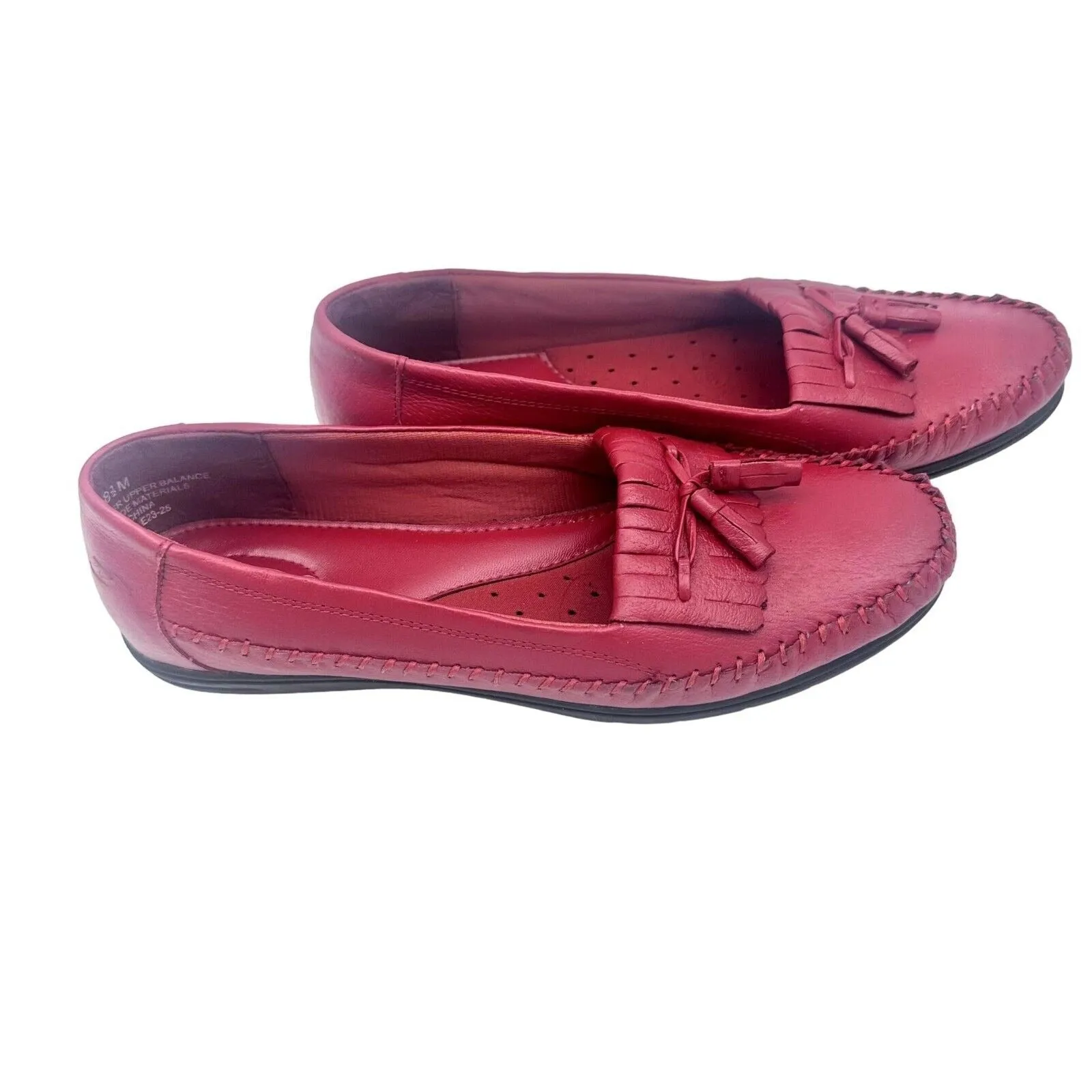 Dr Scholl's Loafers Size 8.5M Red Tassles Double Air-Pillo Flat Bottoms
