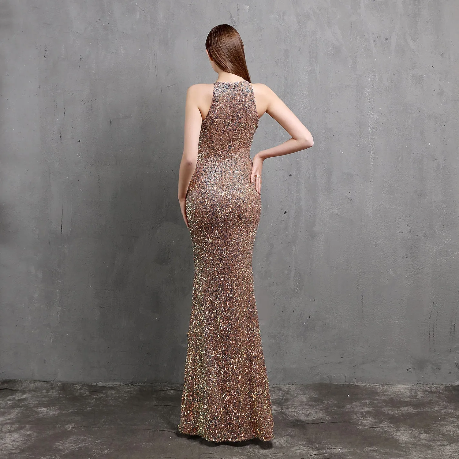 Ella halterneck Stylish sequined formal dress