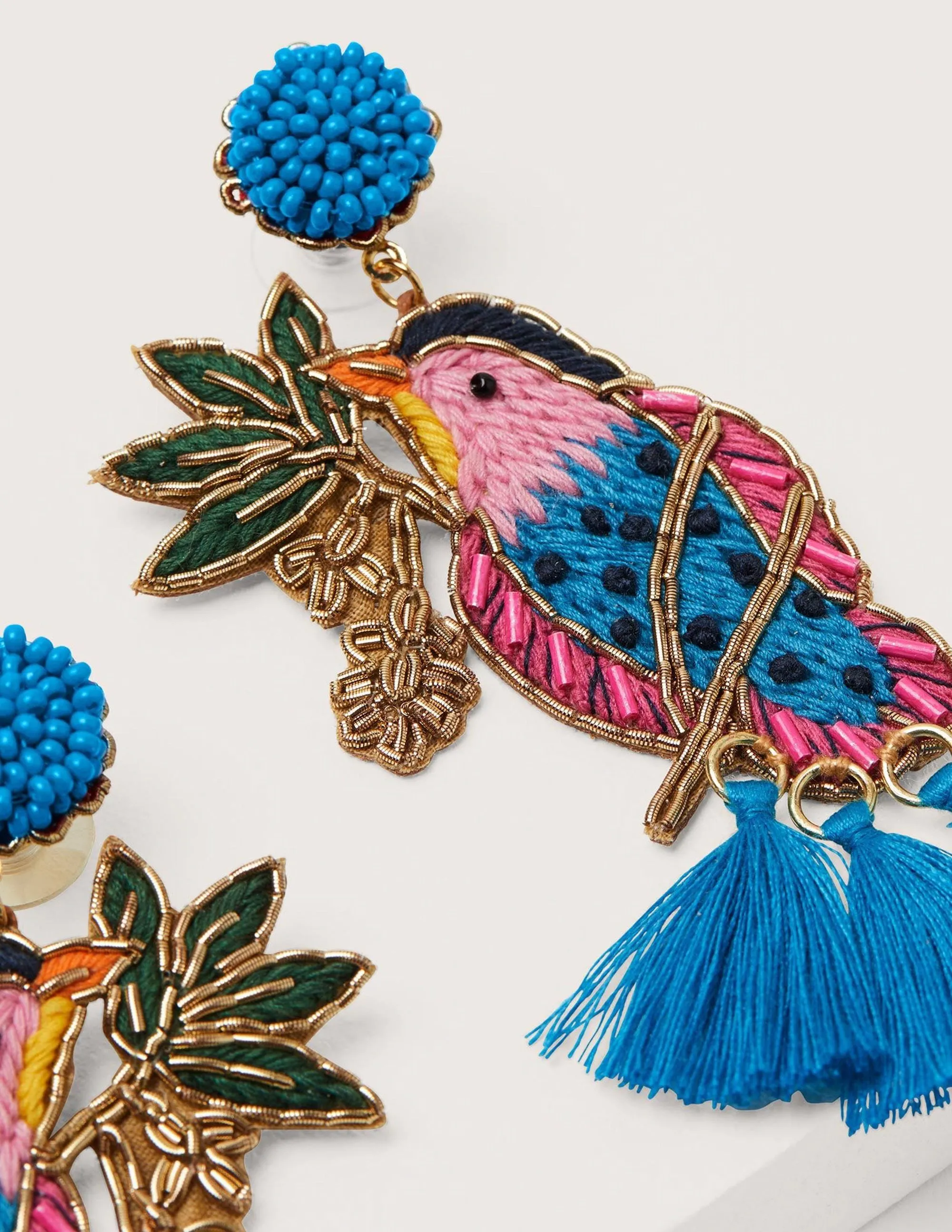 Embellished Beaded Earrings-Bird