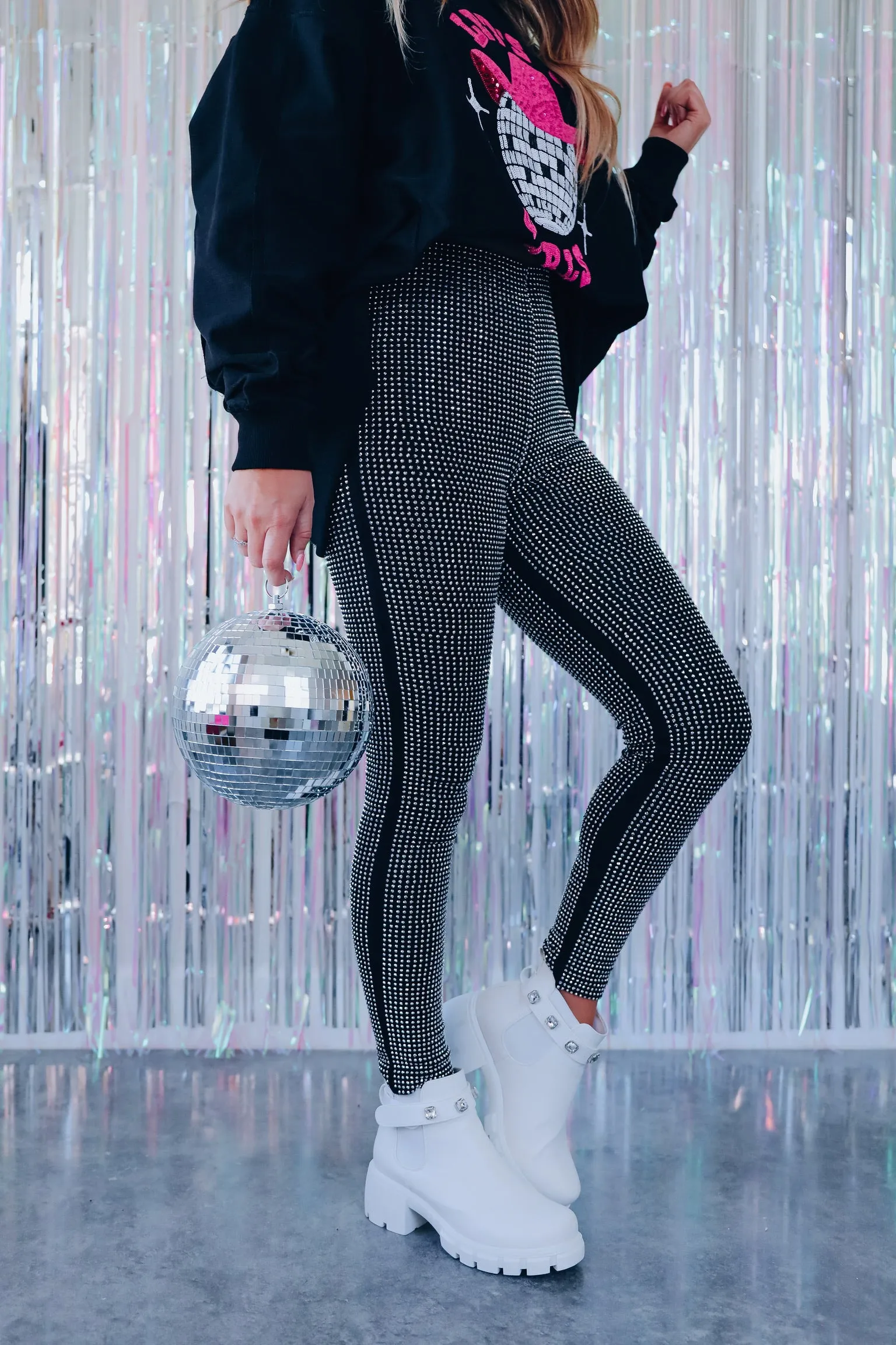Endless Sparkle Rhinestone Leggings - Black