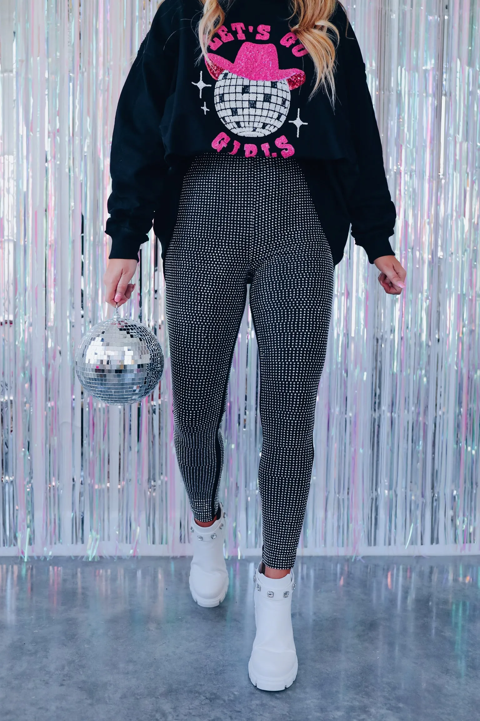 Endless Sparkle Rhinestone Leggings - Black