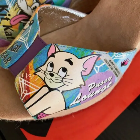 Espadrille Shoes 9 Kit Kat Club Bar Pvssy Lounge Platforms Cat ICON Los Angeles