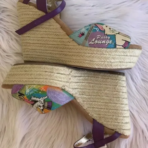 Espadrille Shoes 9 Kit Kat Club Bar Pvssy Lounge Platforms Cat ICON Los Angeles
