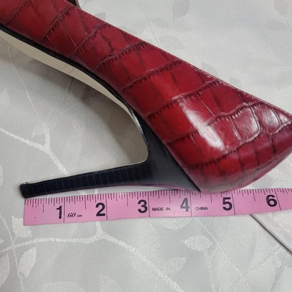 EUC Enzo Angiolini Red Patent Leather Peep Toe Stiletto‎ High Heels Pumps 10M