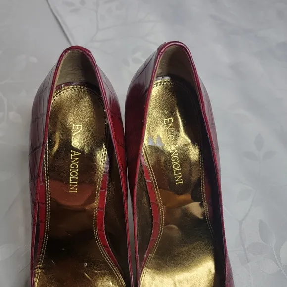 EUC Enzo Angiolini Red Patent Leather Peep Toe Stiletto‎ High Heels Pumps 10M