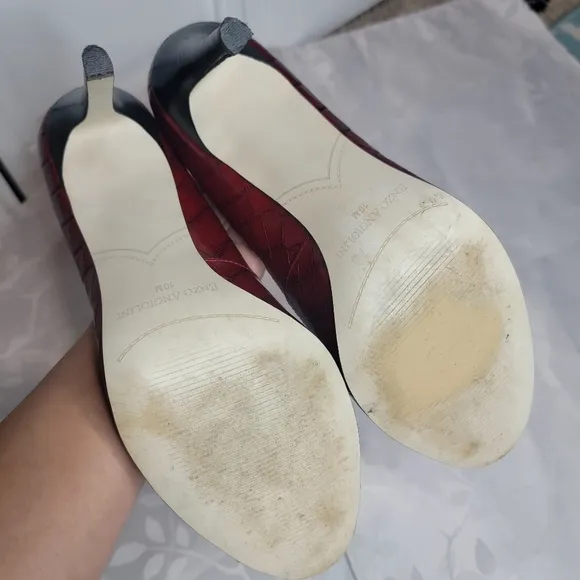 EUC Enzo Angiolini Red Patent Leather Peep Toe Stiletto‎ High Heels Pumps 10M