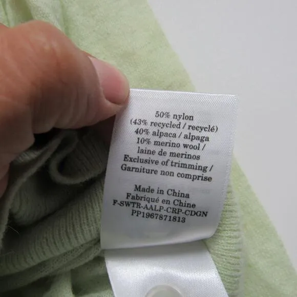 Everlane Womens Size Medium Green Lightweight Cardigan Sweater Alpaca Wool Blend