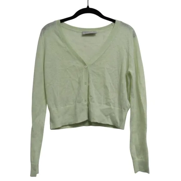 Everlane Womens Size Medium Green Lightweight Cardigan Sweater Alpaca Wool Blend