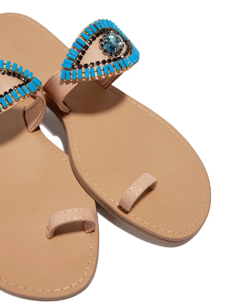 Evil Eye Slip On Sandals