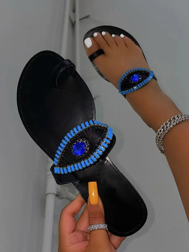 Evil Eye Slip On Sandals