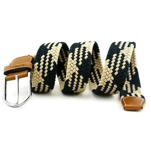 Fashion Men Women Woven Elastic Stretch Waistband Casual Jeans Belt