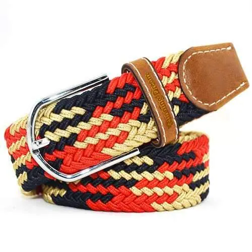 Fashion Men Women Woven Elastic Stretch Waistband Casual Jeans Belt