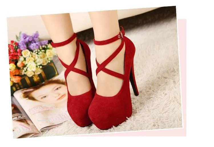 Faux Suede Platform Pumps in Various Colours