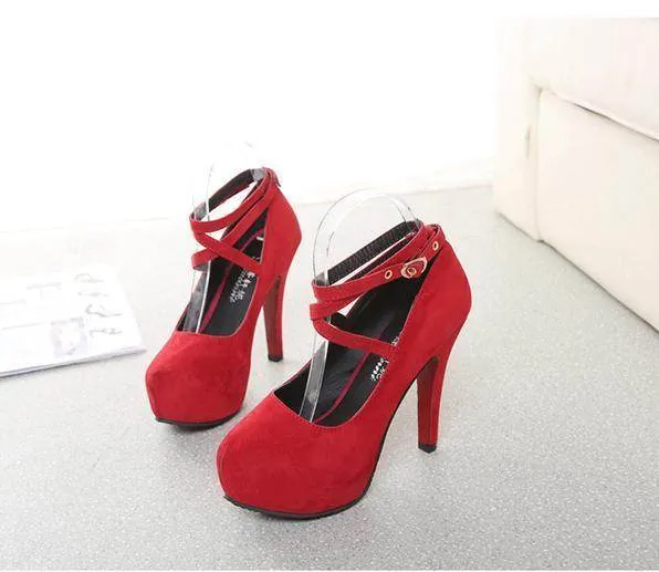 Faux Suede Platform Pumps in Various Colours