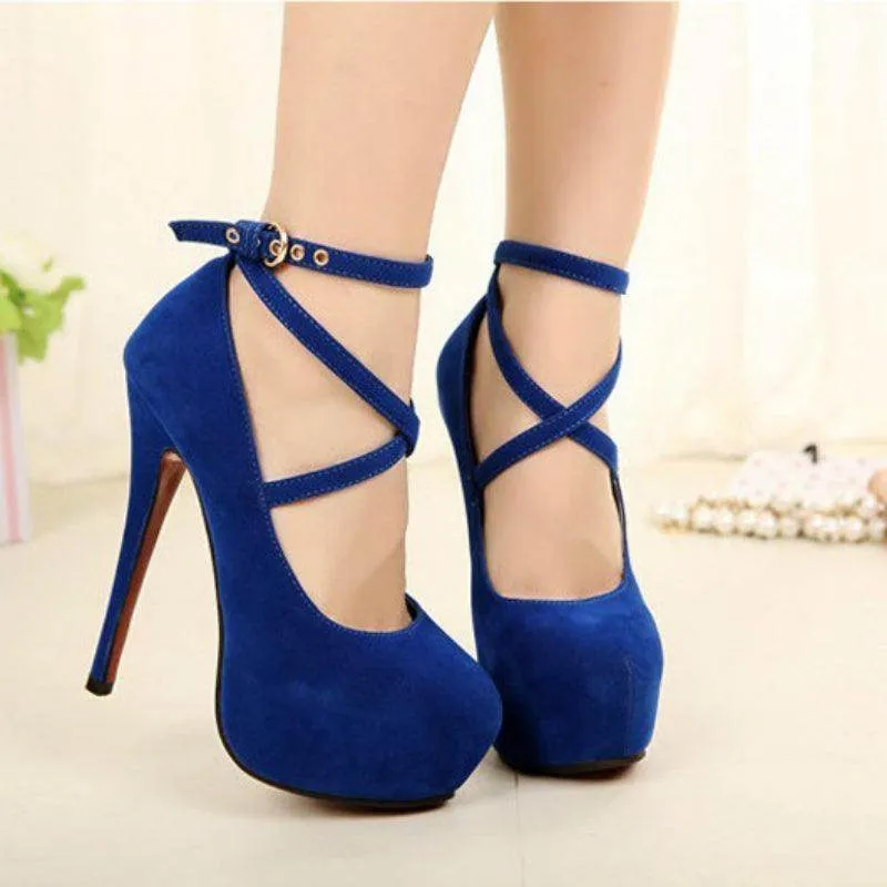 Faux Suede Platform Pumps in Various Colours
