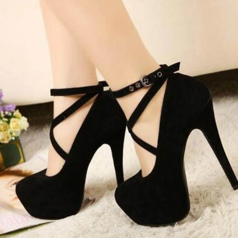 Faux Suede Platform Pumps in Various Colours