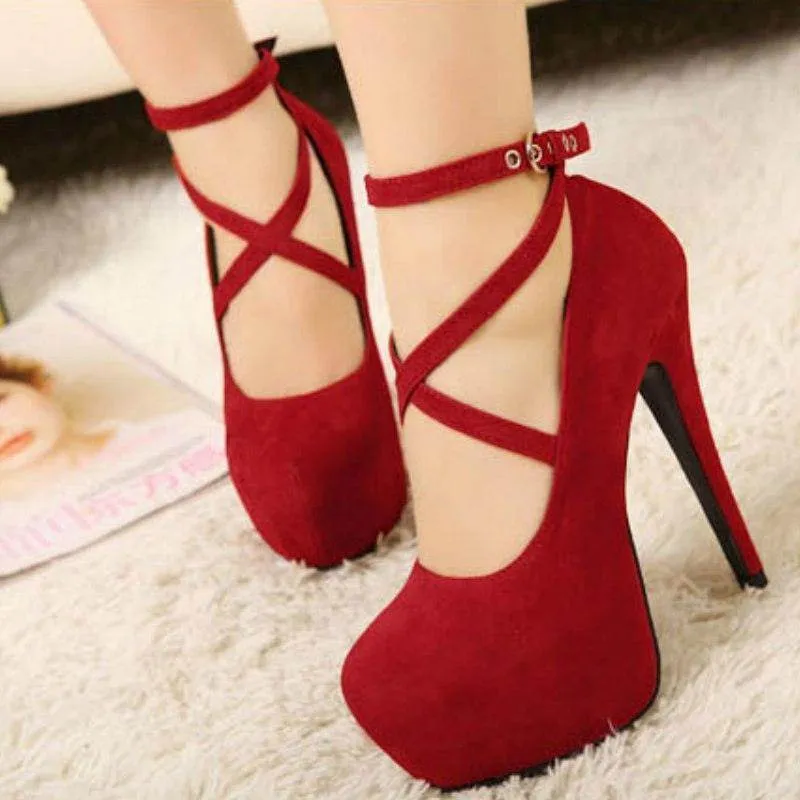 Faux Suede Platform Pumps in Various Colours