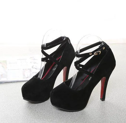 Faux Suede Platform Pumps in Various Colours