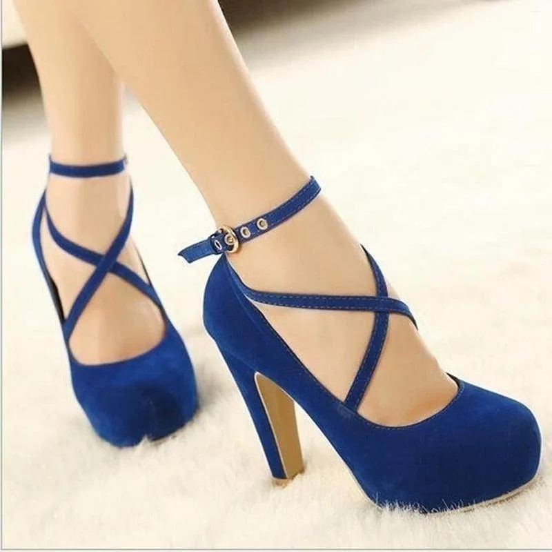 Faux Suede Platform Pumps in Various Colours