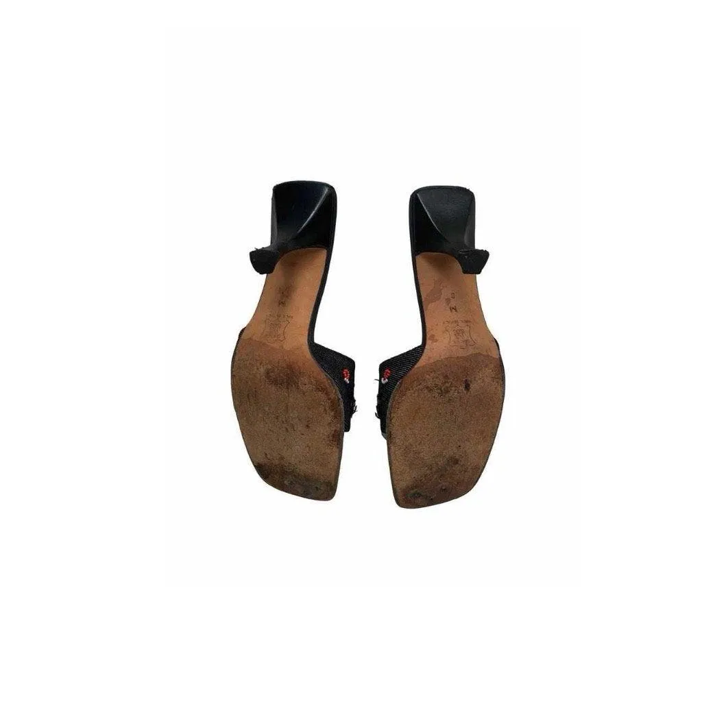 Fendi Denim Beaded Kitten Heels