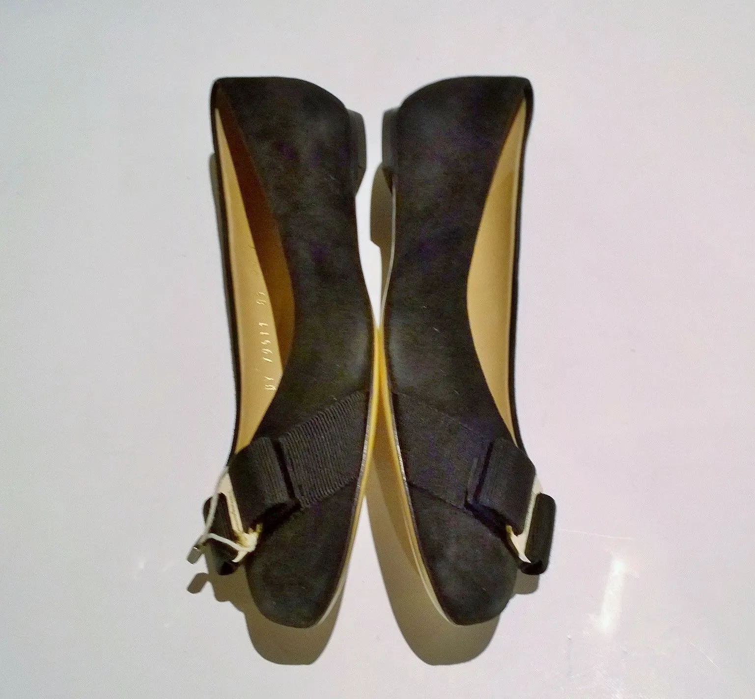 Ferragamo Black Suede Varina Bow Flats US 4.5C