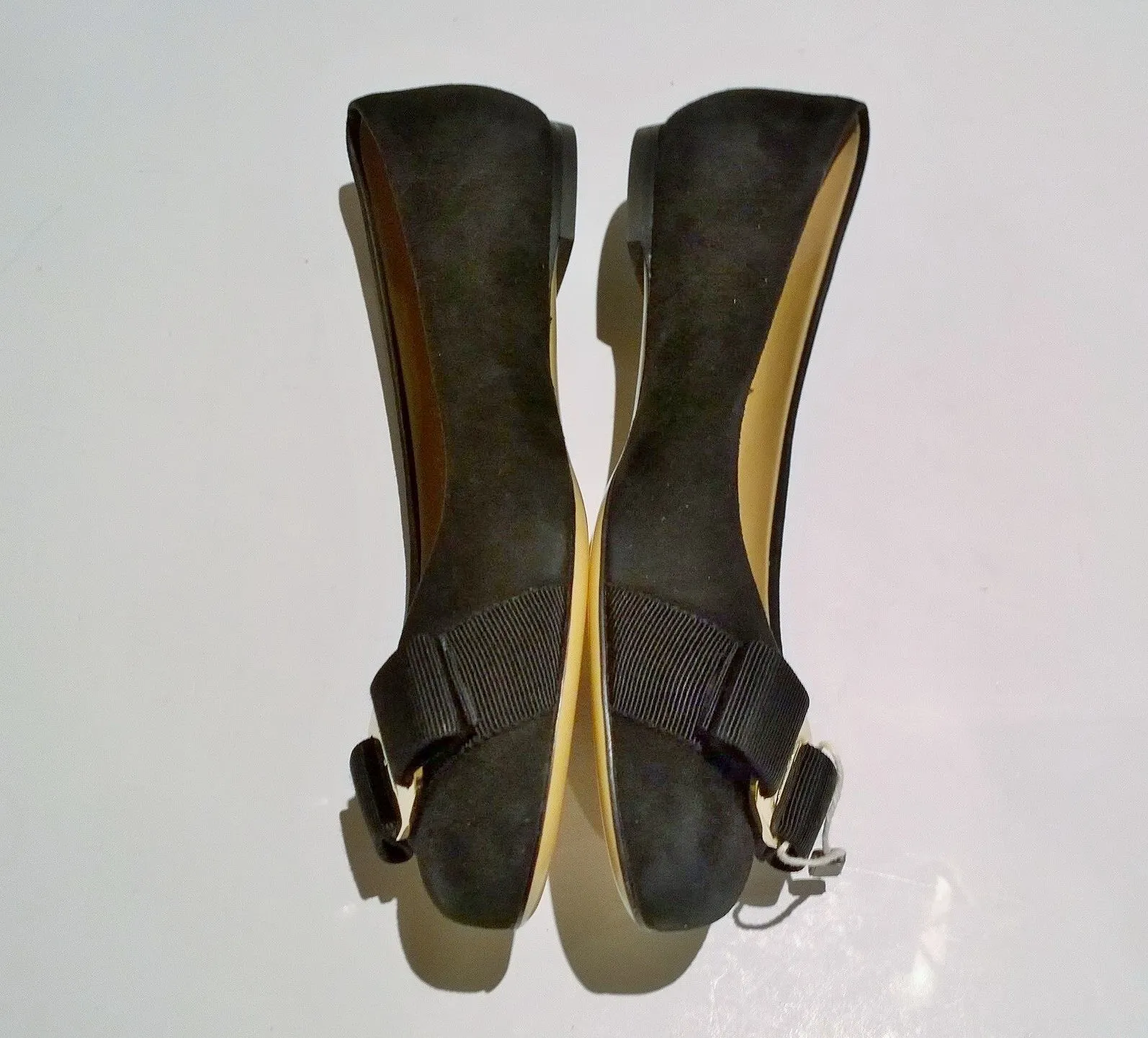 Ferragamo Black Suede Varina Bow Flats US 4.5C