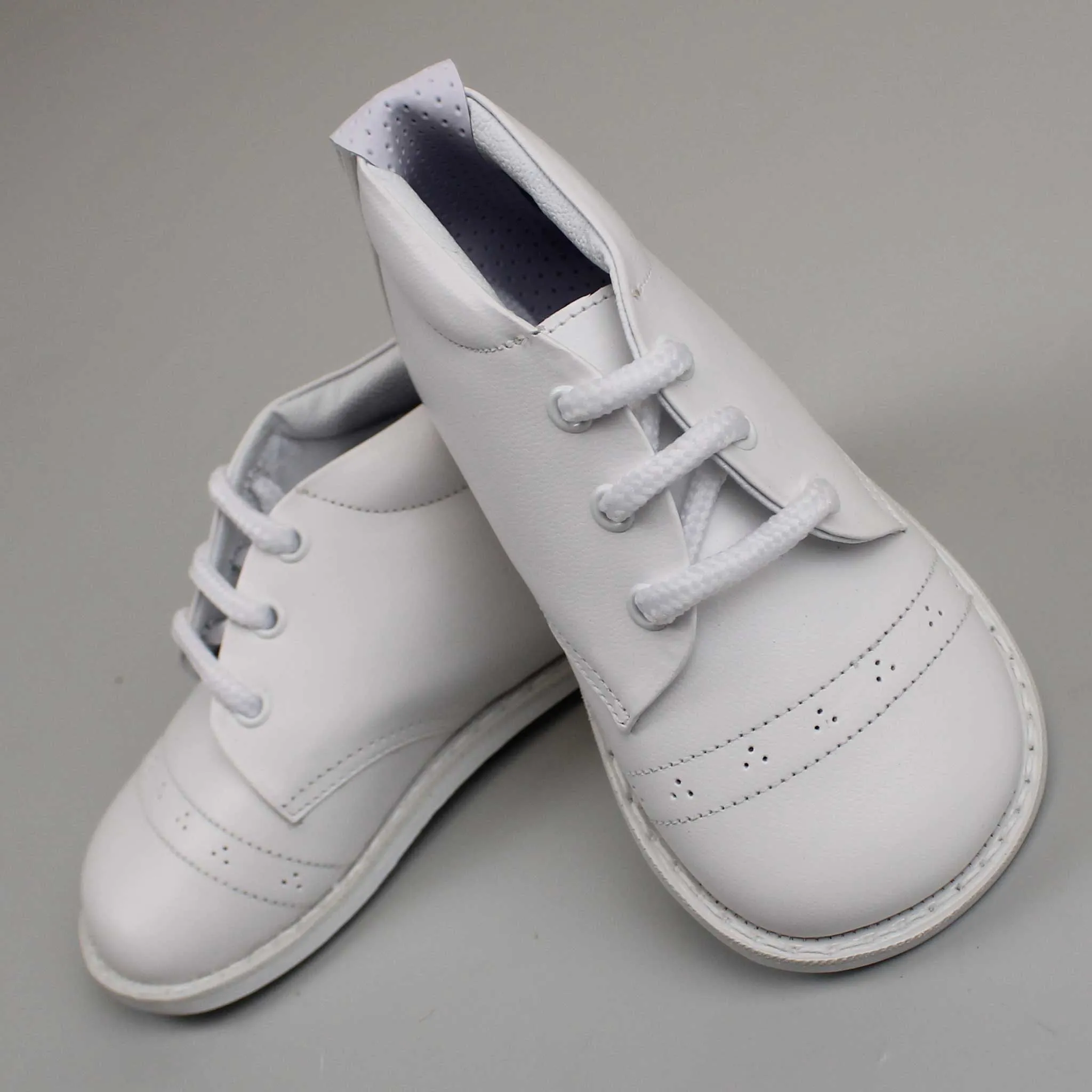 First Walker Shoes - Boys - Hard Sole White Leather - Pex Calvin