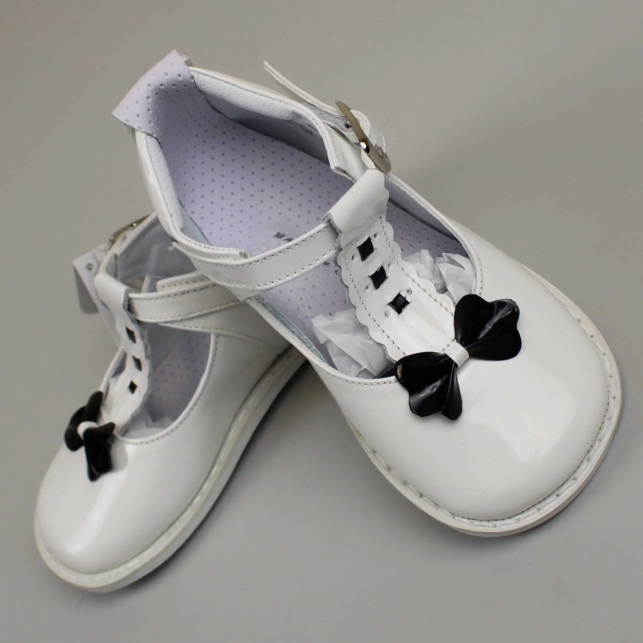 First Walker Shoes - Hard Sole White / Navy Leather T Bar - Pex Anastasia